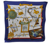 Authentic HERMES Pleats Scarf "Memoire d'Hermes" Silk Blue White Box 1727D