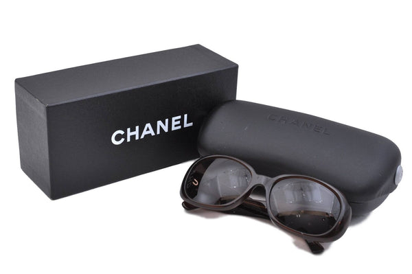 Auth CHANEL Camellia Motif Plastic Sunglasses CoCo Mark 5113 Brown Box 1732C