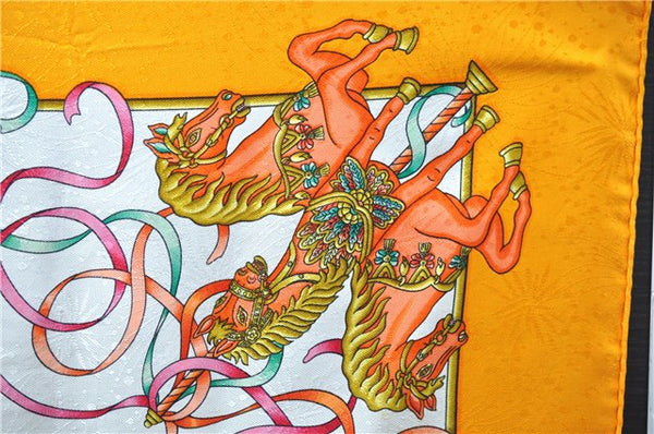 Authentic HERMES Carre 90 Scarf "LUNA PARK" Silk Orange 1732D