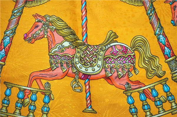 Authentic HERMES Carre 90 Scarf "LUNA PARK" Silk Orange 1732D