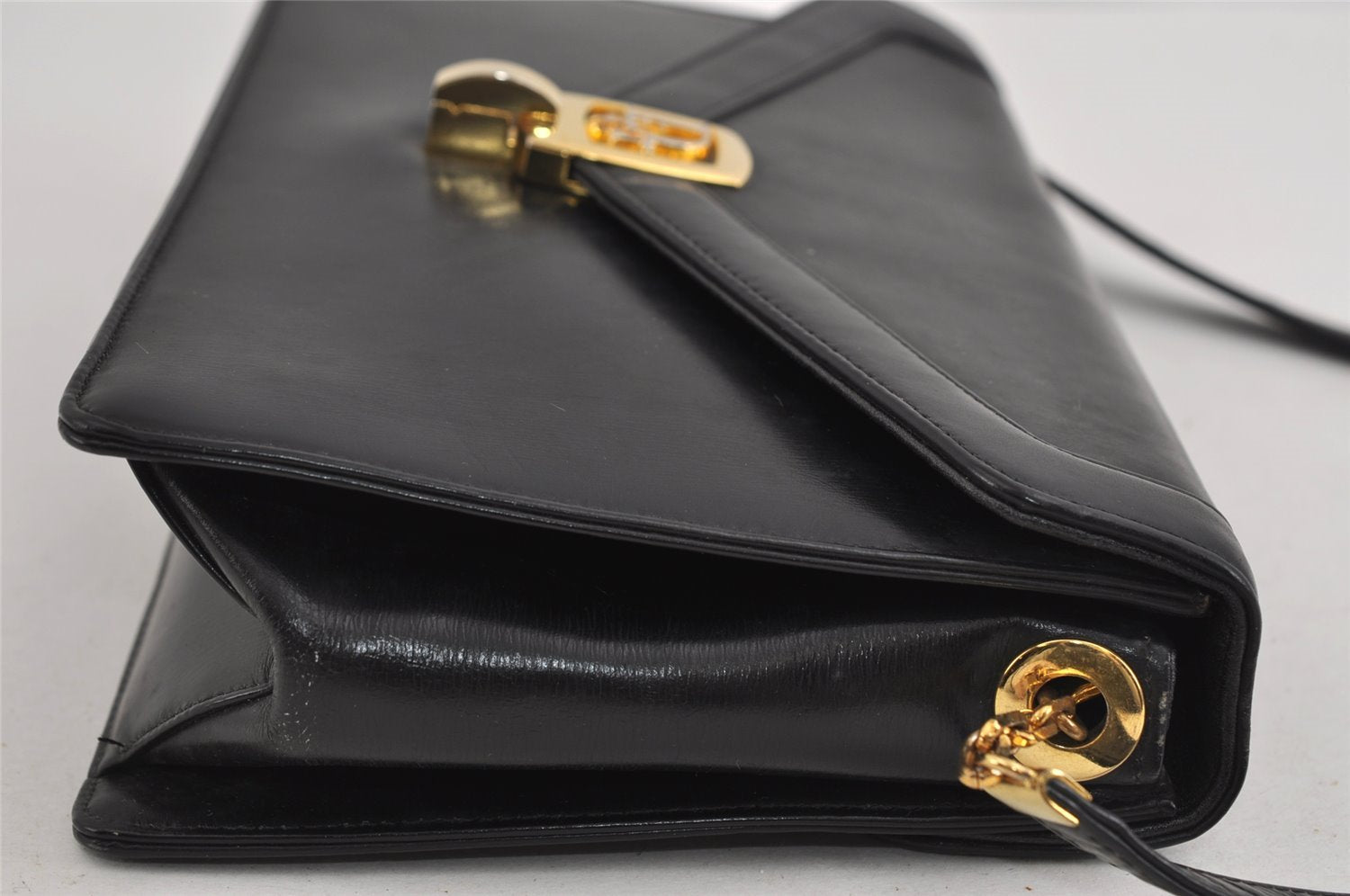 Authentic Christian Dior Vintage Shoulder Bag Purse Leather Black 1732I
