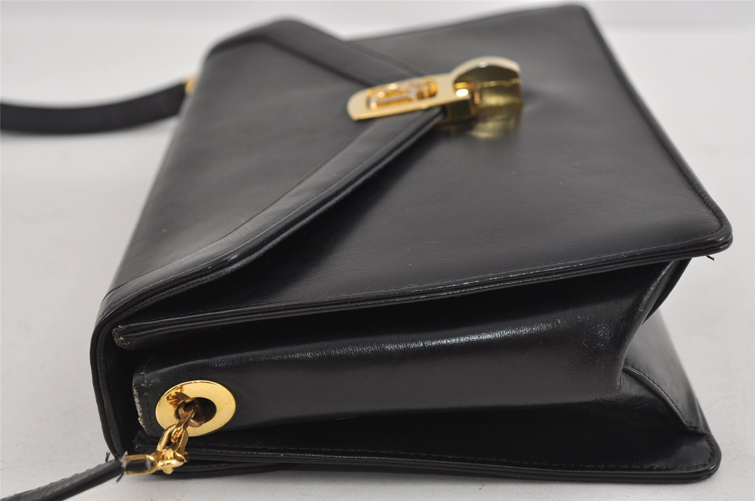 Authentic Christian Dior Vintage Shoulder Bag Purse Leather Black 1732I