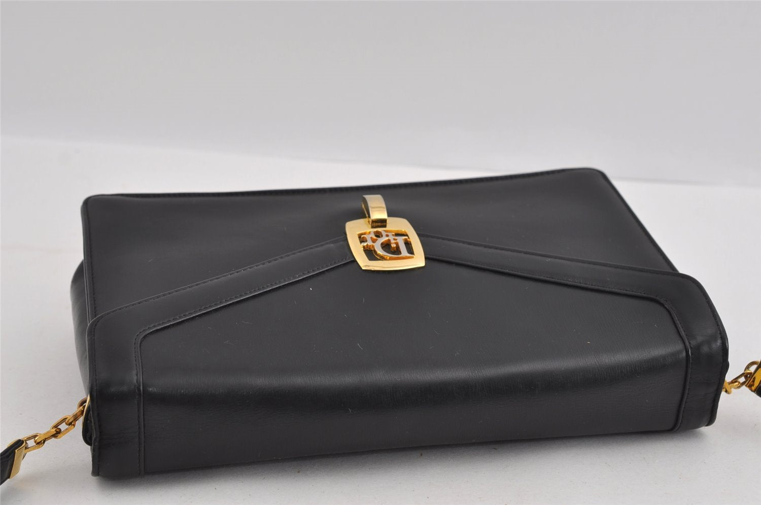 Authentic Christian Dior Vintage Shoulder Bag Purse Leather Black 1732I