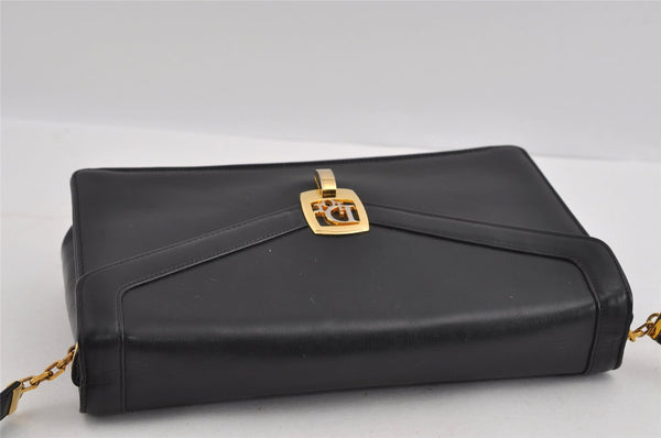 Authentic Christian Dior Vintage Shoulder Bag Purse Leather Black 1732I