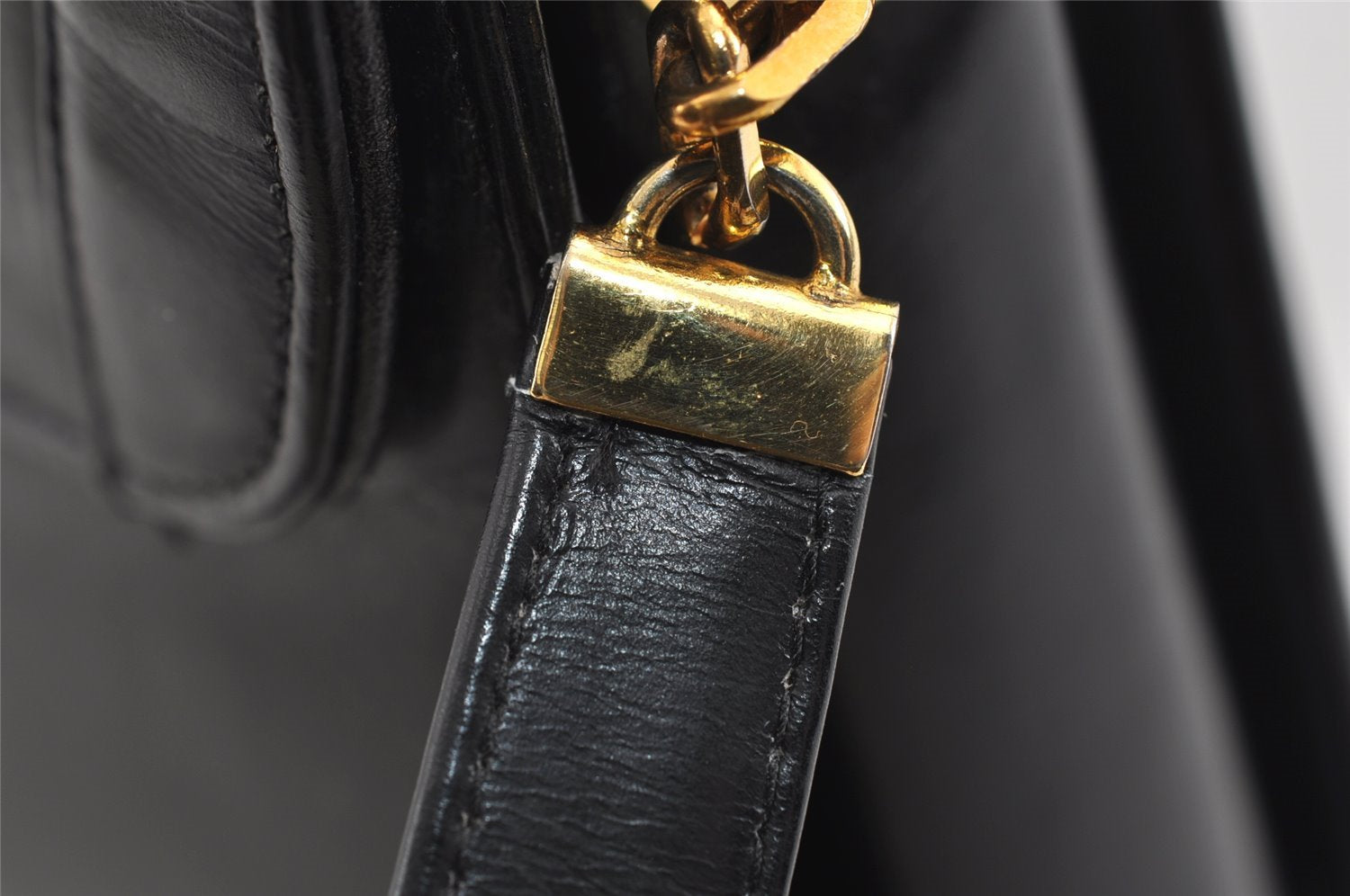 Authentic Christian Dior Vintage Shoulder Bag Purse Leather Black 1732I