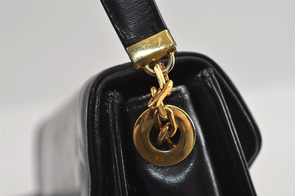 Authentic Christian Dior Vintage Shoulder Bag Purse Leather Black 1732I