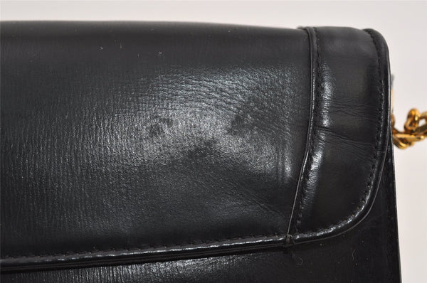 Authentic Christian Dior Vintage Shoulder Bag Purse Leather Black 1732I