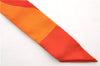 Authentic HERMES Twilly Scarf Silk Line Design Red Orange Box 1734E
