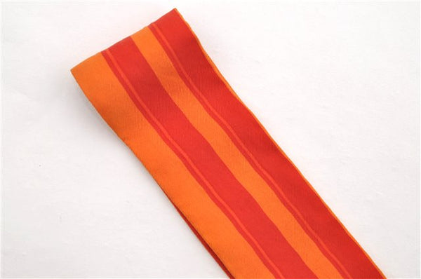 Authentic HERMES Twilly Scarf Silk Line Design Red Orange Box 1734E