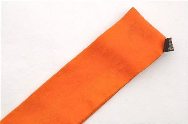 Authentic HERMES Twilly Scarf Silk Line Design Red Orange Box 1734E