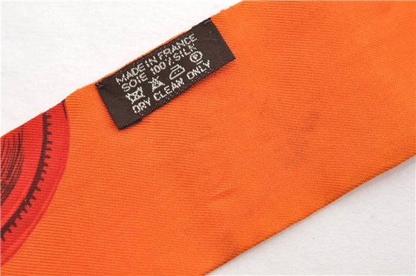 Authentic HERMES Twilly Scarf Silk Line Design Red Orange Box 1734E