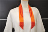 Authentic HERMES Twilly Scarf Silk Line Design Red Orange Box 1734E