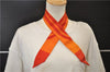 Authentic HERMES Twilly Scarf Silk Line Design Red Orange Box 1734E