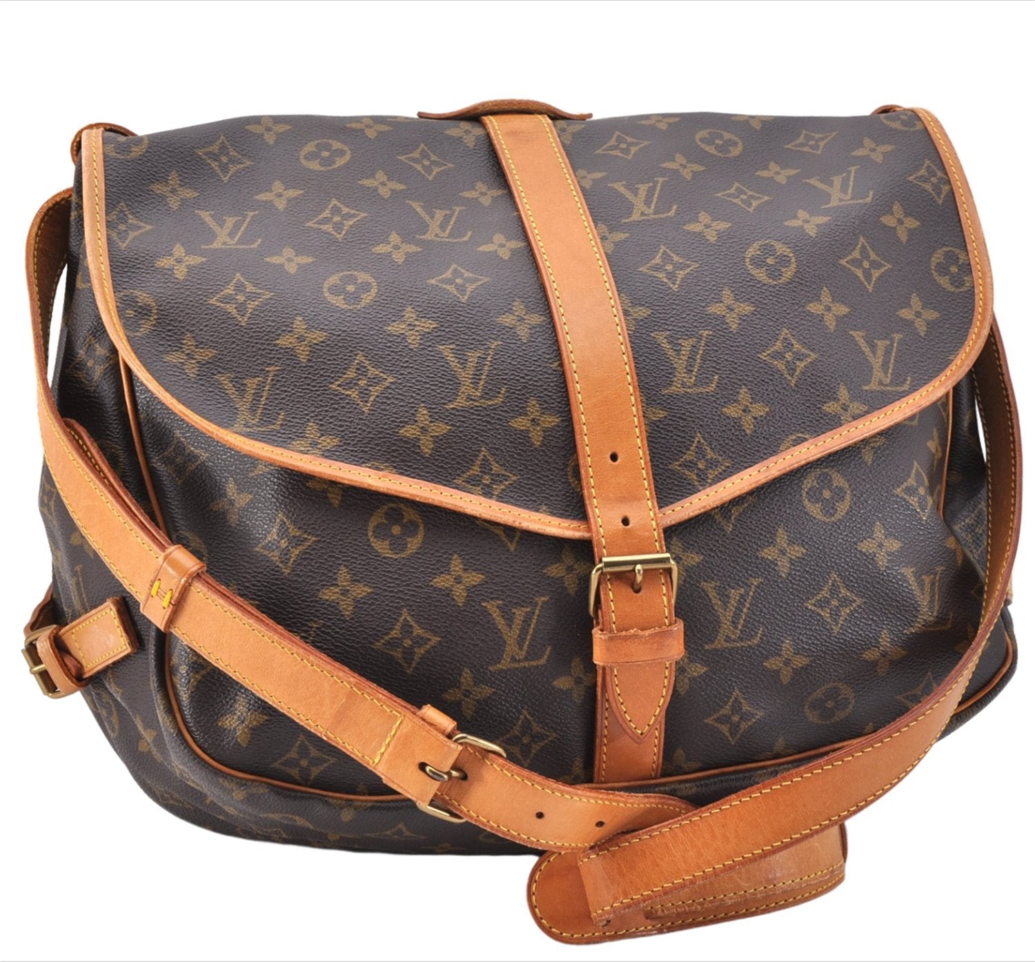 Authentic Louis Vuitton Monogram Saumur 35 Shoulder Cross Bag M42254 LV 1734F