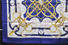 Authentic HERMES Carre 90 Scarf "Eperon d'or" Silk Blue 1737E