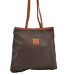 Authentic CELINE Macadam Blason Shoulder Tote Bag PVC Leather Brown 1737I