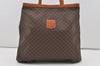 Authentic CELINE Macadam Blason Shoulder Tote Bag PVC Leather Brown 1737I