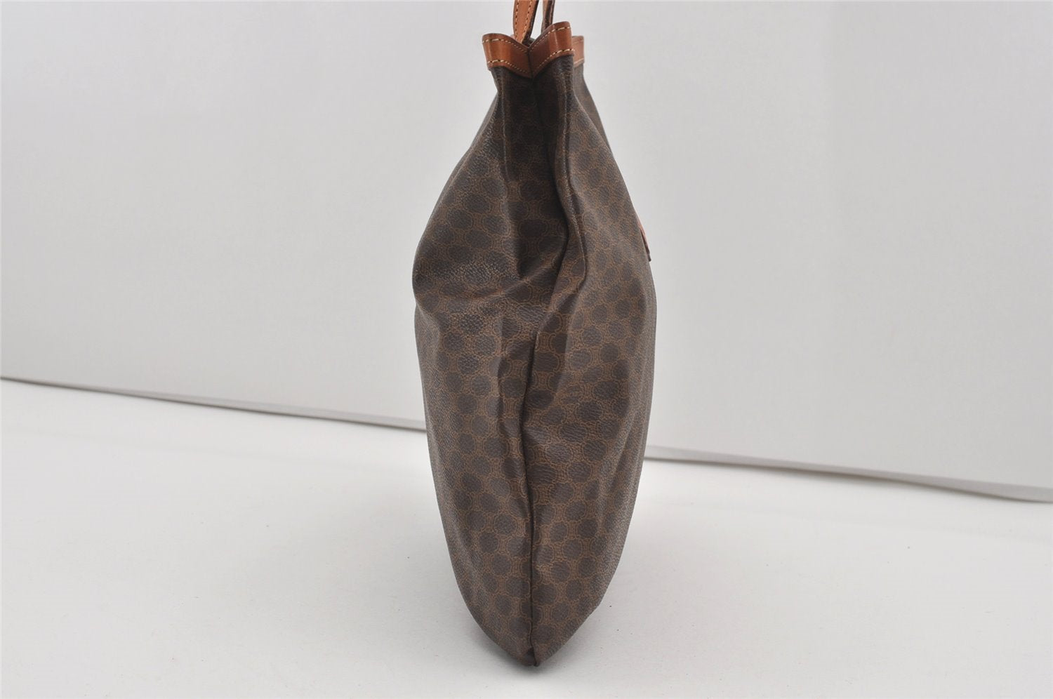 Authentic CELINE Macadam Blason Shoulder Tote Bag PVC Leather Brown 1737I