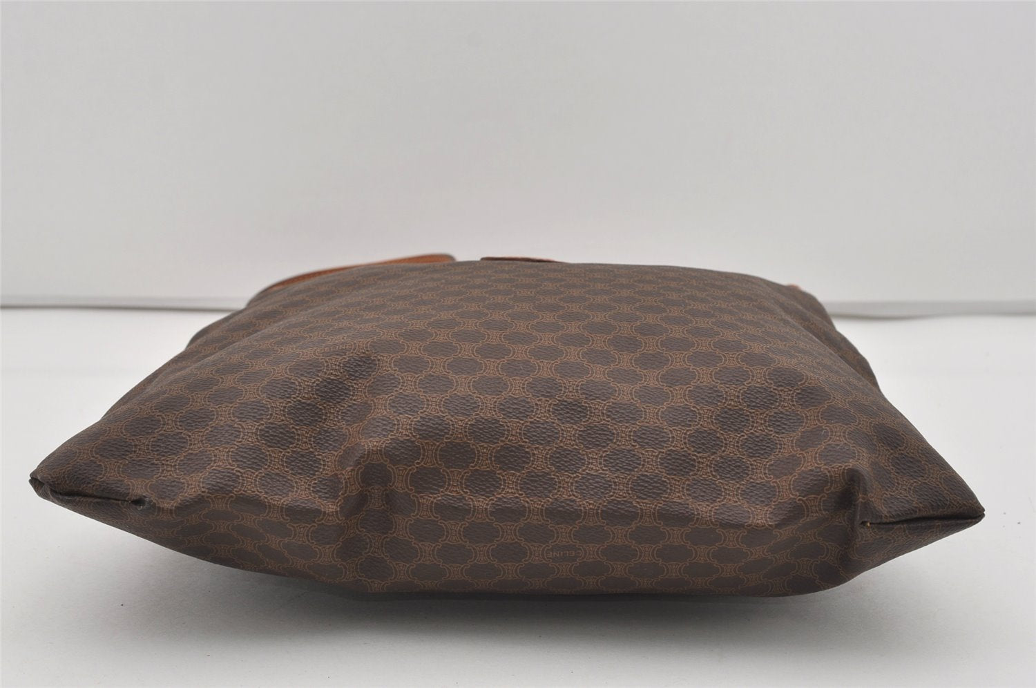 Authentic CELINE Macadam Blason Shoulder Tote Bag PVC Leather Brown 1737I