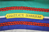 Authentic HERMES Carre 90 Scarf "CHATEAUX D'ARRIERE" Silk Green 1739D