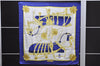 Authentic HERMES Carre 90 Scarf "HARNAIS DE COUR" Silk Blue 1741D