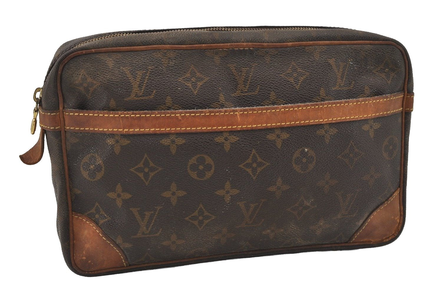 Authentic Louis Vuitton Monogram Compiegne 28 Clutch Hand Bag M51845 LV 1741I