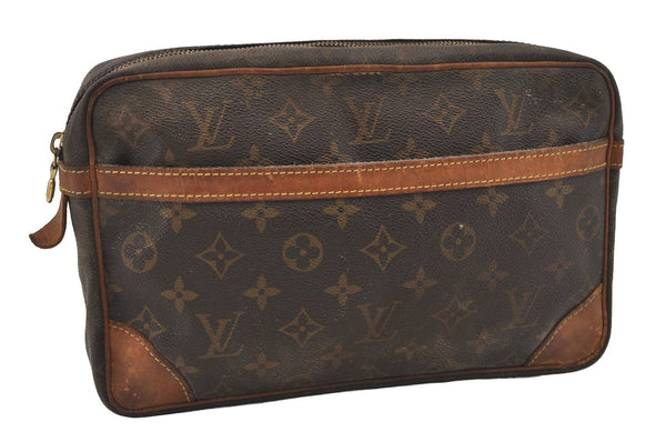 Authentic Louis Vuitton Monogram Compiegne 28 Clutch Hand Bag M51845 LV 1741I