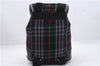 Authentic Burberrys Vintage Check Canvas Leather Backpack Navy Blue 1746D