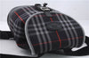 Authentic Burberrys Vintage Check Canvas Leather Backpack Navy Blue 1746D