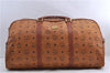 Authentic MCM Visetos Leather Vintage Travel Boston Bag Brown 1747D