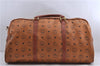 Authentic MCM Visetos Leather Vintage Travel Boston Bag Brown 1747D