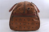 Authentic MCM Visetos Leather Vintage Travel Boston Bag Brown 1747D