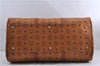 Authentic MCM Visetos Leather Vintage Travel Boston Bag Brown 1747D