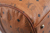 Authentic MCM Visetos Leather Vintage Travel Boston Bag Brown 1747D