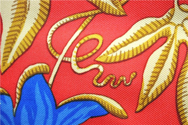 Authentic HERMES Carre 90 Scarf "caraibes" Silk Red 1751E