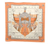 Authenti HERMES Carre 90 Scarf "VUE DU CAROSSE DE LA GALERE" Silk Orange 1753E