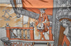 Authenti HERMES Carre 90 Scarf "VUE DU CAROSSE DE LA GALERE" Silk Orange 1753E