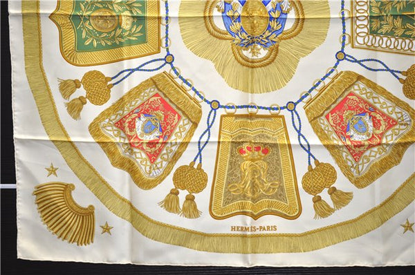 Authentic HERMES Carre 90 Scarf "Poste et Cavalerie" Silk Ivory 1754E