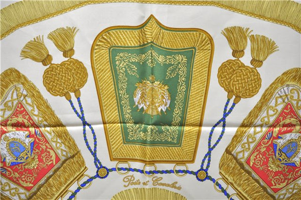 Authentic HERMES Carre 90 Scarf "Poste et Cavalerie" Silk Ivory 1754E