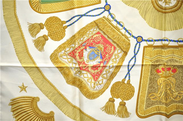 Authentic HERMES Carre 90 Scarf "Poste et Cavalerie" Silk Ivory 1754E