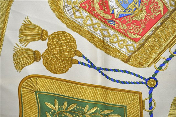 Authentic HERMES Carre 90 Scarf "Poste et Cavalerie" Silk Ivory 1754E