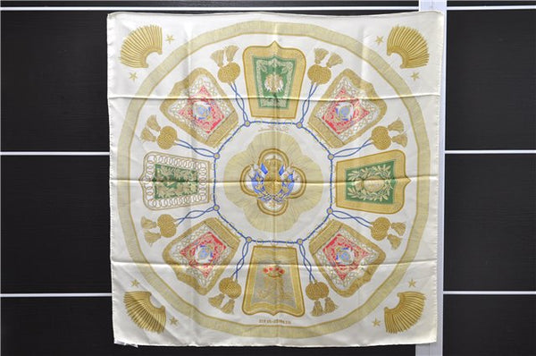 Authentic HERMES Carre 90 Scarf "Poste et Cavalerie" Silk Ivory 1754E