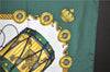 Authentic HERMES Carre 90 Scarf "LES TAMBOURS" Silk Green 1757F