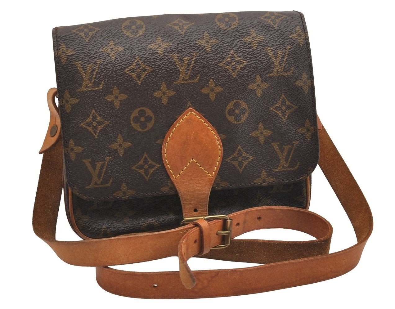 Authentic Louis Vuitton Monogram Cartouchiere MM M51253 Shoulder Cross Bag 1757I