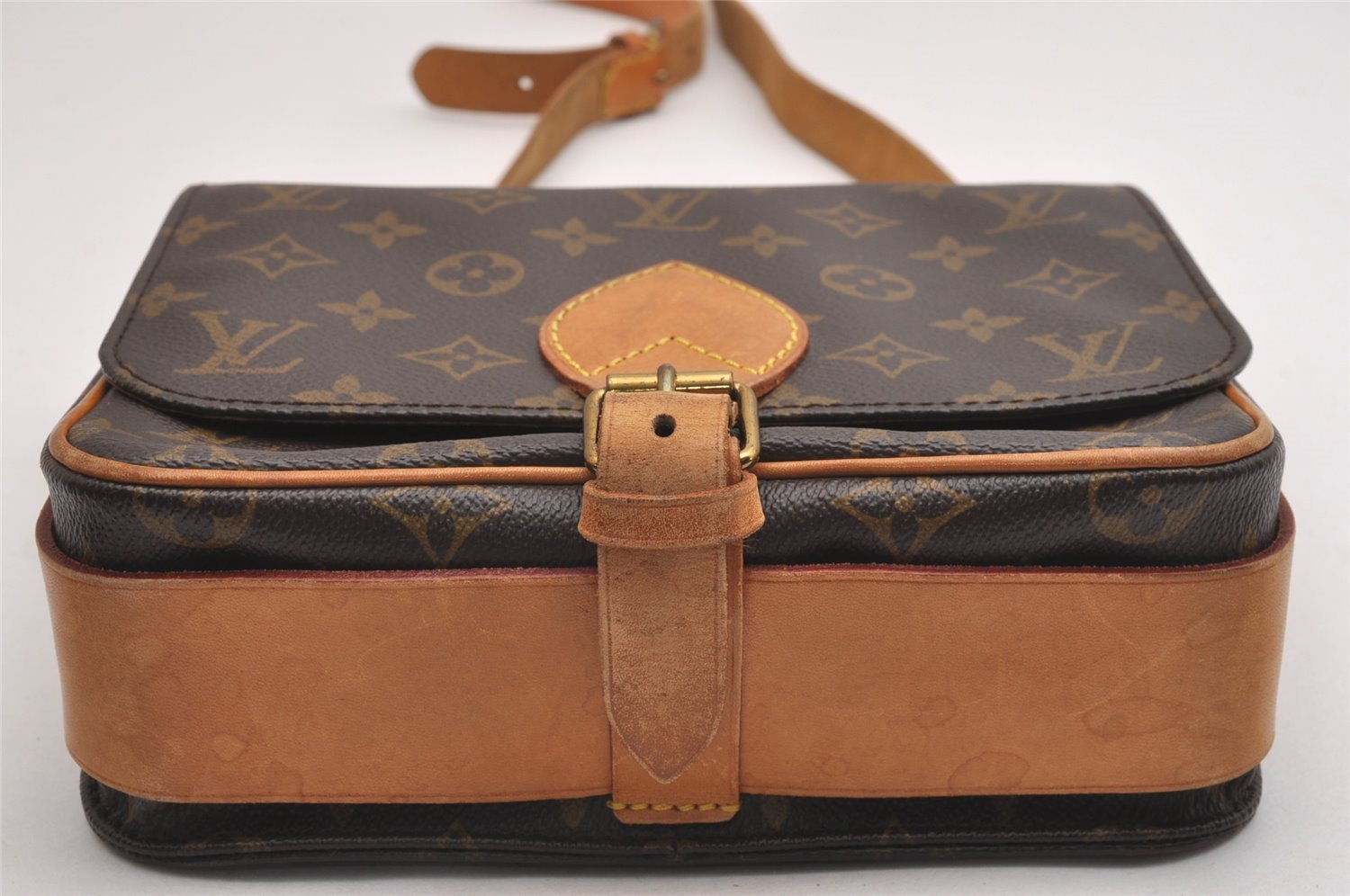 Authentic Louis Vuitton Monogram Cartouchiere MM M51253 Shoulder Cross Bag 1757I