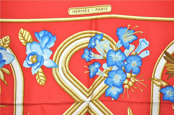 Authentic HERMES Carre 90 Scarf "caraibes" Silk Red 1758F