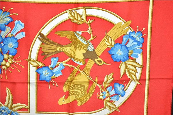 Authentic HERMES Carre 90 Scarf "caraibes" Silk Red 1758F