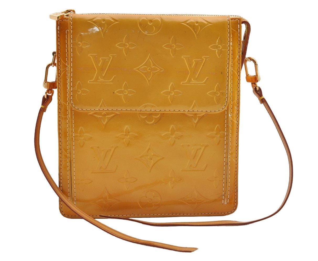 Auth Louis Vuitton Monogram Vernis Mott Shoulder Bag Yellow M91059 LV Junk 1758I