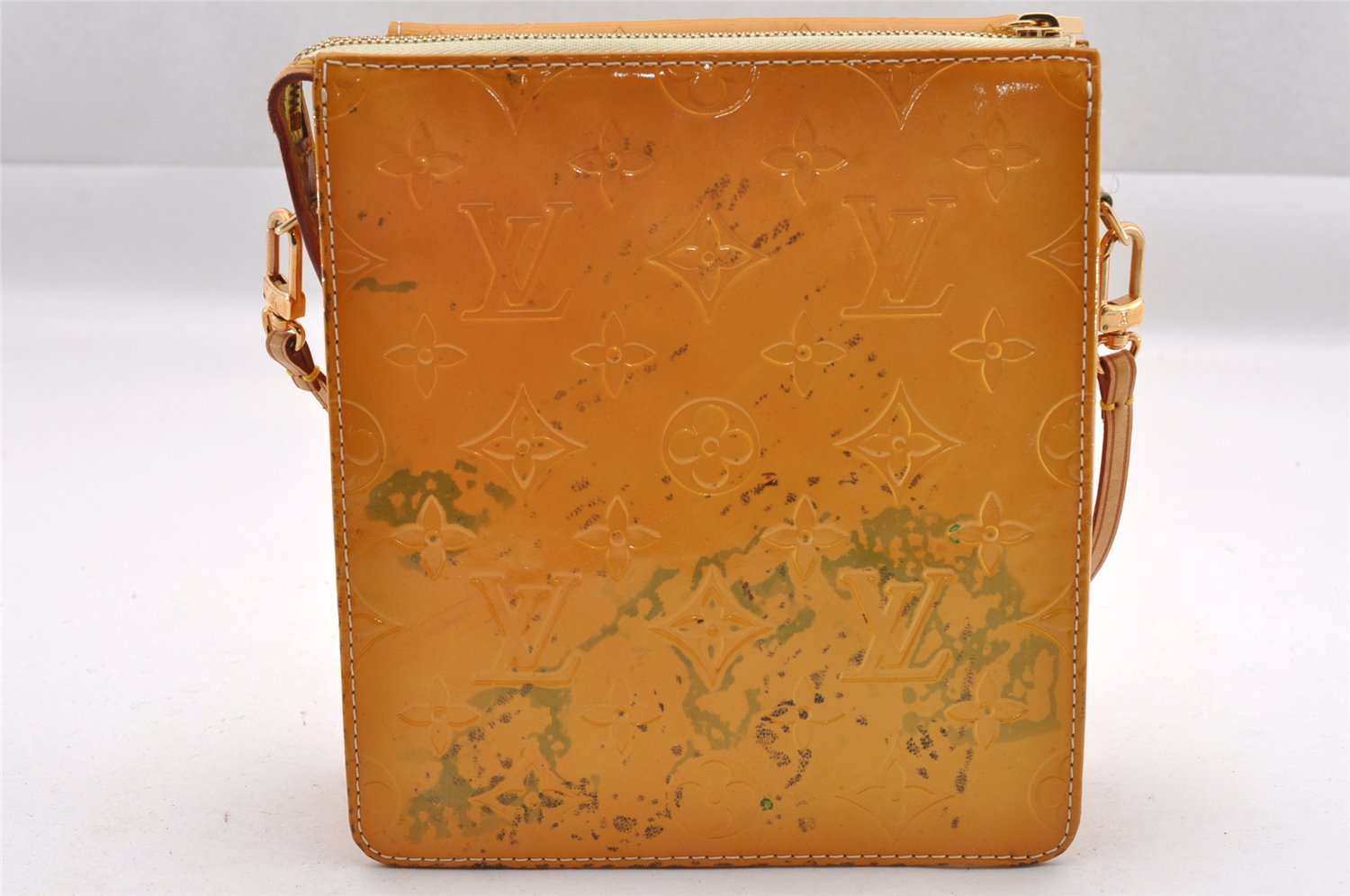 Auth Louis Vuitton Monogram Vernis Mott Shoulder Bag Yellow M91059 LV Junk 1758I