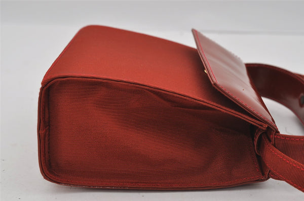 Authentic Salvatore Ferragamo Vara Ribbon Leather Canvas 2Way Hand Bag Red 1760I